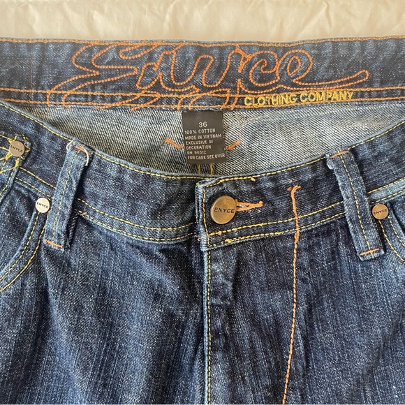 Vintage Enyce Jeans Mens Y2K Baggy Wide Leg Dark Wash Denim Size 36 - Picture 4 of 14